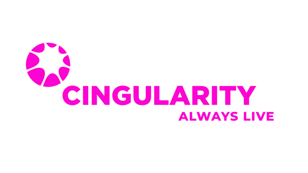 Cingularity logo: 'always live'